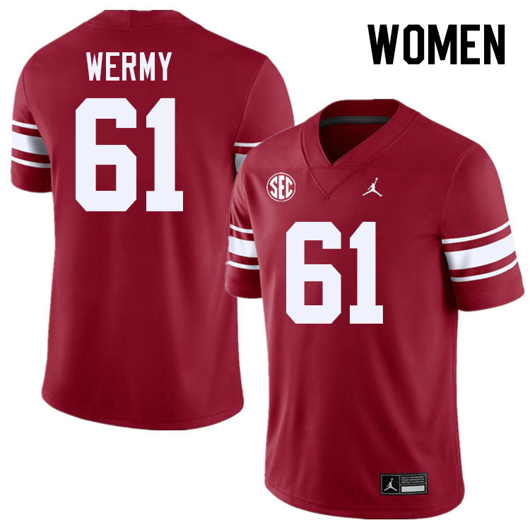 Women #61 Kenneth Wermy Oklahoma Sooners 2024 SEC Conference College Football Jerseys-Throwback